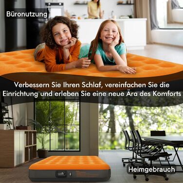 Надувна матрац Luxchoice з самонадувною системою та портативним насосом. Двоспальне ліжко для кемпінгу, подорожей та дому. Розмір 203x152x22 см, вантажопідйомність 250 кг