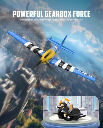 Літак на радіокеруванні VolantexRC 761-5 P51 Mustang RTF для початківців з Xpilot, 4 канали, готовий до польоту