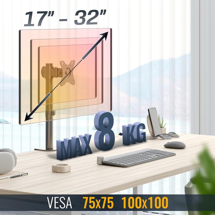 Кріплення для монітора RICOO TS2711: підставка для екрану 13-30 дюймів, кріплення VESA 75/100, настільний тримач для комп'ютера