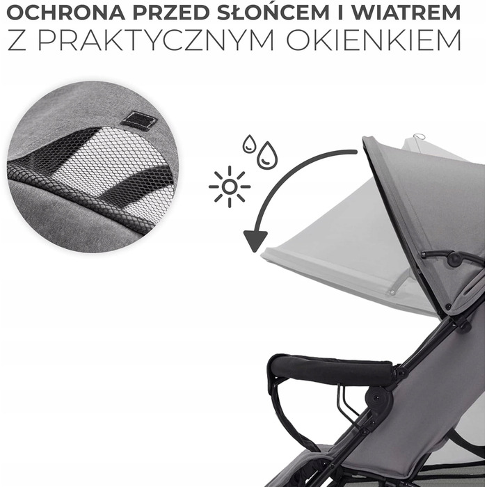 Легка компактна прогулянкова коляска-парасолька Kinderkraft TIK, сіра