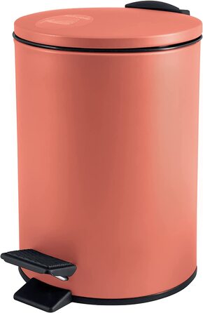 Косметичне відро Spirella об'ємом 5 літрів з нержавіючої сталі з автоматичним опусканням і внутрішнім відром Adelar для ванної кімнати, відро для сміття з м'якою кришкою, сіре (теракотово-червоне)