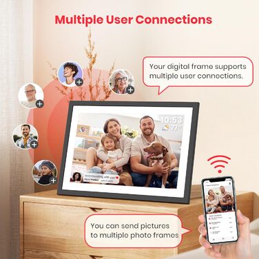 Цифровий фоторамка Frameo 10.1 дюймів: 64GB, 2K сенсорний екран, автоповорот, Frameo App