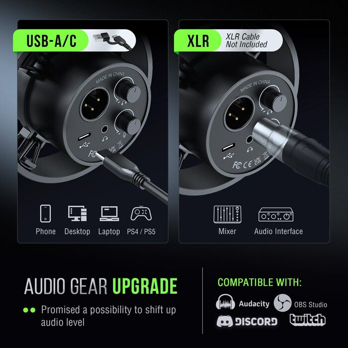 FIFINE K688: Студійний мікрофон XLR/USB для запису вокалу, подкастів, стрімінгу та геймінгу. Динамічний, з кардіоїдною характеристикою, навушником 3.5 мм та кнопкою мовлення.