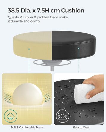 Високий робочий стілець SONGMICS з регульованою спинкою та підставкою для ніг, чорний - OSC007B01