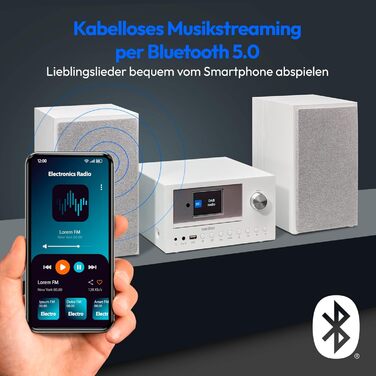 Мікроаудіосистема MEDION P85003 Інтернет радіо, DAB, FM, Bluetooth, USB, AUX, 2x150 Вт, білий