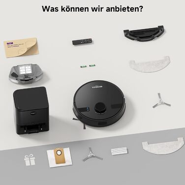 Робот-пилосос MONSGA з функцією миття, 3.5L, потужність всмоктування 5000Pa, час роботи 180 хв, навігація LiDAR, APP керування, чорний