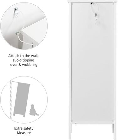 Шафка для ванної кімнати Yaheetech - вузька тумбочка з шухлядою та дверцятами, 32 x 30 x 87 см, біла