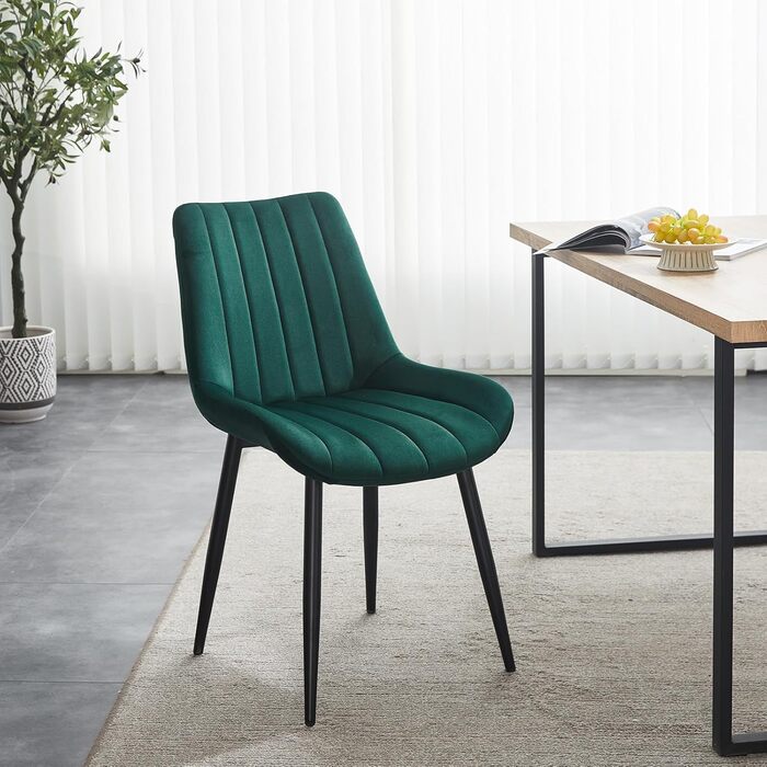 Набір з 2-х стільців для їдальні TUKAILAI з штучної шкіри, ергономічні, з металевим каркасом, до 150 кг, для кухні, їдальні та вітальні, коричневі (зелені, велюрові, набір 4 шт.)