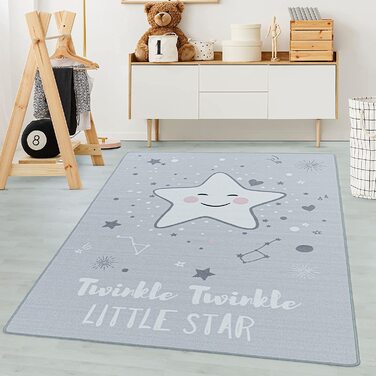 Дитячий килимок Carpetsale24 миється ігровий килимок, нековзний милий Зоряний візерунок, килим для хлопчиків і дівчаток, прямокутної форми, для дитячої, дитячої або ігрової кімнат, Розмір (160 х 230 см)