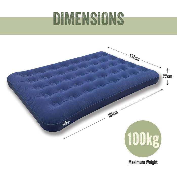 Надувна повітряна матрац для двох Milestone 88010 з флокуванням - для кемпінгу та відпочинку