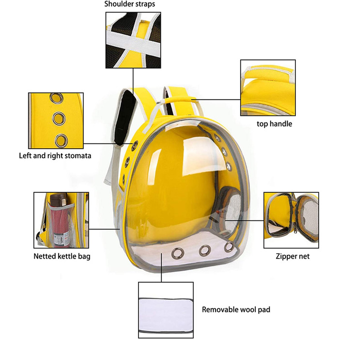 Рюкзак GreeSuit для кішок, великий, прозорий, з бульбашками повітря, портативний, вентильований, сумка для перенесення для кішок і маленьких собак, водонепроникний, прозорий, дихаючий, Капсульний дизайн