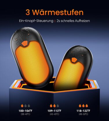 Електричні грілки для рук, 2 шт., з підзарядкою, 24 години тепла, 3 режими нагріву, портативні, для жінок, чоловіків, пацієнтів з ревматоїдним артритом (чорні)