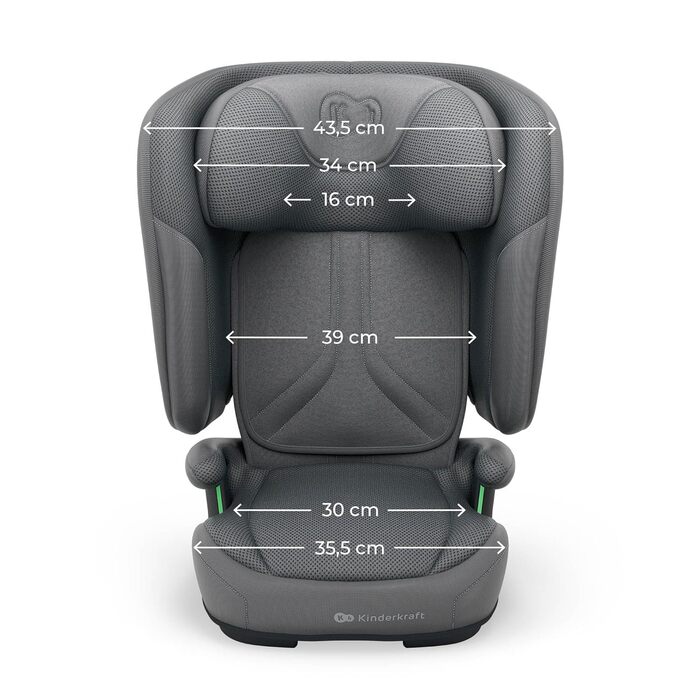 Автокрісло Kinderkraft UNITY 2 i-Size, 100-150 см, 3,5-12 років, сірий (Gray), регульована підголовник, AIR FLOW