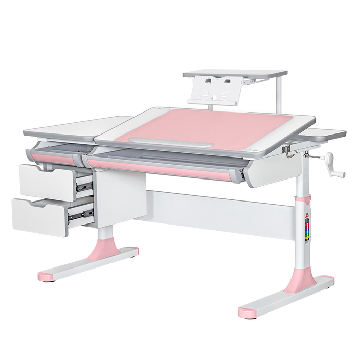 Дитячий стіл Mealux Hamilton Multicolor PN з полицею S-50 (арт. BD-680 W/G MC+PN+S50 WG)