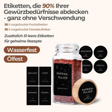 Набір баночок для спецій ComSaf 24 шт. по 120 мл з мітками, бамбуковими кришками та нержавіючим сталевим воронкою