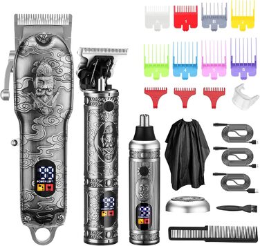 Машинка для стрижки волосся Bestauty 4 В 1 для чоловіків Beard, Nose, Precision Trimmer, Barber Cape, Silver