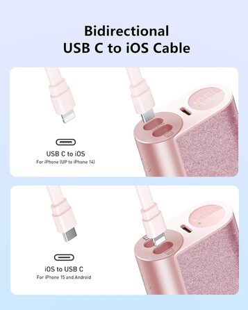 Вт PD, 10000 мАг, вбудований кабель Apple USB-C, LED, сумісний з iPhone/Samsung, 20