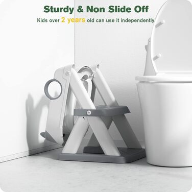 Дитячий унітаз-сходинка з сидінням 2-в-1 для хлопчиків та дівчаток, сірий. Безпечний та зручний унітаз для малюків