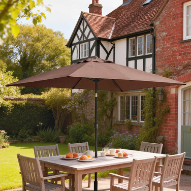 Сонячний парасоль 300 x 200 см з регульованим нахилом, балконний парасоль з ручним механізмом та захисним чохлом, колір - коричневий