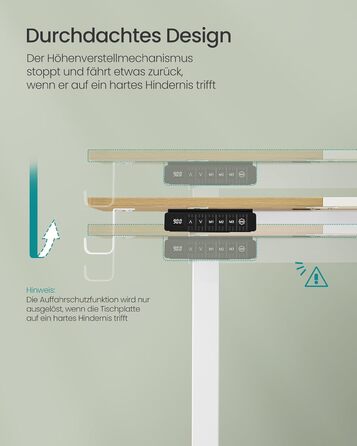 SONGMICS Регульований стіл, електричний, з пам'яттю 4 положень, 160 x 70 см, вінтажний коричневий + матовий білий, LSD026X01