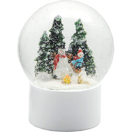Снігова куля Різдвяний сніговик зимовий настрій на п'єдесталі білий, Чиста лінія, діаметр 100 мм