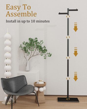 Підлоговий вішак для одягу Metall, 175 см, білий. Підходить для курток, шапок, сумок. Стабільна база, розмір 39x26x175 см.