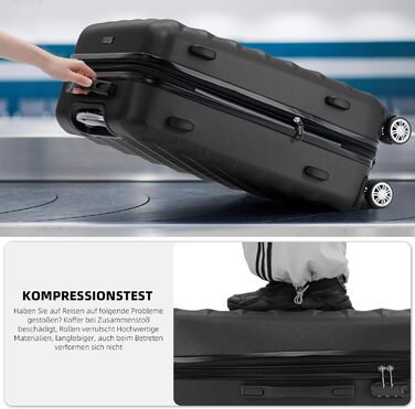 Чохол-валіза Beibye Zwillingsrollen 2066: ABS-пластик, коліщата-близнята, кодовий замок, подвійний замок-блискавка, стильна внутрішня обробка, чорний, M