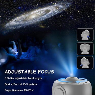 Проектор зоряного неба Planetarium Sternenprojektor: 13 в 1 LED проєктор галактики, 12 слайдів, нічник для дітей, сірий