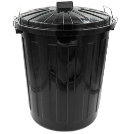 Літр HRB Maxitonne, контейнер з міцного жорсткого пластику, знімна кришка з металевими кришками, підходить для прання, іграшок або використання в якості кухонного сміттєвого бака (чорний, 50 літрів) Чорний 50 літрів