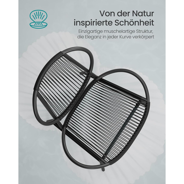 Набір садових меблів SONGMICS з поліротану для балкона та тераси: стіл та 2 крісла (чорний)