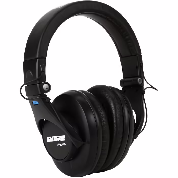 Преміум закриті навушники Shure SRH440 Over-Ear з шумозаглушенням, референсна модель, складні, розширений частотний діапазон, точне аудіо, чорні