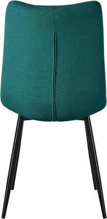 Крісла для їдальні ML-Design, оббивка тканиною, чорні металеві ніжки, 6 шт., Petrol