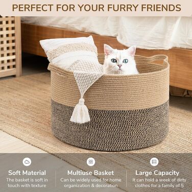 Кошик для зберігання TIMEYARD, кошик для іграшок у дитячу кімнату, великий кошик для білизни, 55x35 см, чорний & джутовий