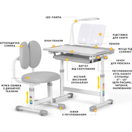 Комплект меблів Evo-Kids (стіл+стілець+полиця+лампа) BD-20 G