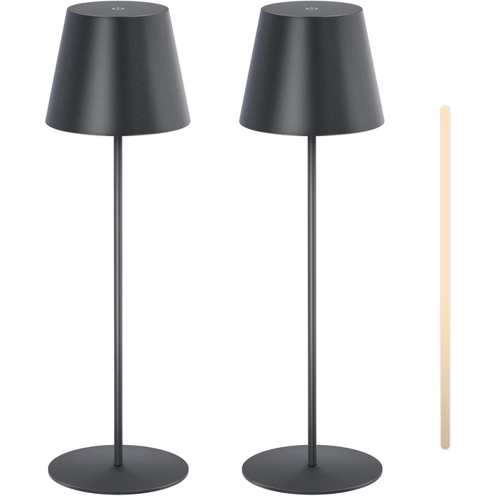 MALUX 2 шт. LED настільна лампа бездротова з сенсором, для дому та вулиці, перезаряджувана, з таймером, 3 режими температури, регулювання яскравості, чорний колір