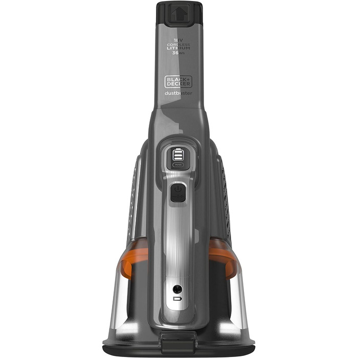 Бездротовий ручний пилосос BlackDecker 36 Втгод/18 В Dustbuster Smart tech (з циклонною дією та двома ступенями всмоктування, вбудованою висувною щілинною насадкою, включаючи зарядний кабель) BHHV520JF, титановий/сріблястий/чорний із зарядним кабелем Тита