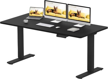 Регульований стіл Sanodesk з бездротовою зарядкою та подвійним мотором, компактний 110x54 см. Стабільний електричний столик для стоячи/сидячи (160 x 70 см, Чорний)