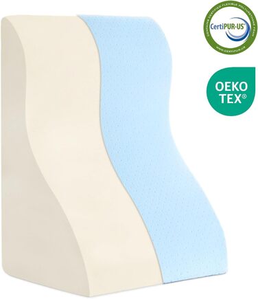 Подушка для читання в ліжко та диван - подушка-клинок з піною з пам'яті - ергономічна спинка та подушка для голови - ідеальна підтримка спини під час відпочинку, ігор, читання або перегляду телевізора - широка (стандартна ширина 82 см, блакитна)