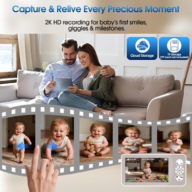 Відеоняня з камерою 2K PTZ: монітор для немовлят з нічним баченням, датчиком руху, лушпаннями, зумом 4x та записом