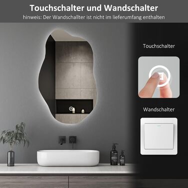 LED дзеркало для ванної кімнати Boromal 100x60 см з підсвічуванням, 3 кольори світла, диммування, сенсорне керування