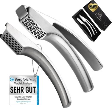 Прес для часнику та імбиру з нержавіючої сталі - не потрібно чистити | Легко миється, для дрібного подрібнення | 5 років гарантії