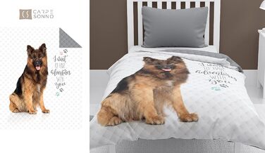 Покривало дитяче Carpe Sonno для дитячих ліжок 170 х 210 см з кольоровою дизайнерською ковдрою для двостороннього - односпальне та принтоване для дітей односпальне ліжко стьобане (собака)