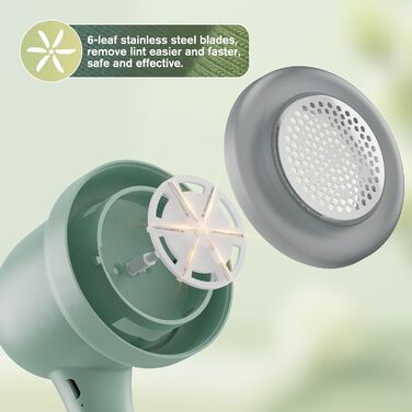 Електричний видалення ворсу Fusselrasierer: портативний пристрій для одягу, меблів та килимів, USB-зарядка, змінна шестилопатна головка