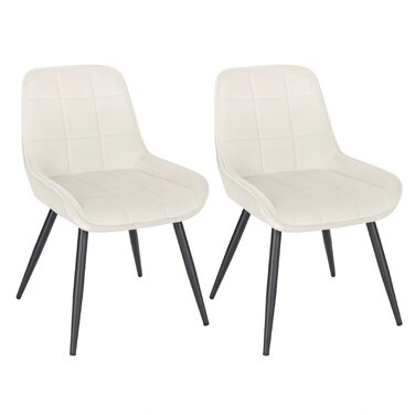 Крісла для обідньої зони WOLTU (2 шт.), м'які крісла для кухні, акцентні крісла для вітальні, спальні, кухні, ергономічні крісла з підлокотниками, BH331ts-2 (кремово-білий, велюр)