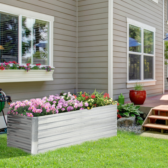 Outsunny Сталева піднята грядка, Грядка з холодним каркасом Садова клумба Flower Box Pluggable, Кашпо Box 180x90x60см для саду, балконного патіо, овочевої грядки для квітів, рослин, фруктів