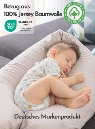 Подушка для вагітних Bear Classic 190 см, бавовняна подушка для сну та підтримки тіла, гіпоалергенна, принт Олень (100% джерсі бавовна)