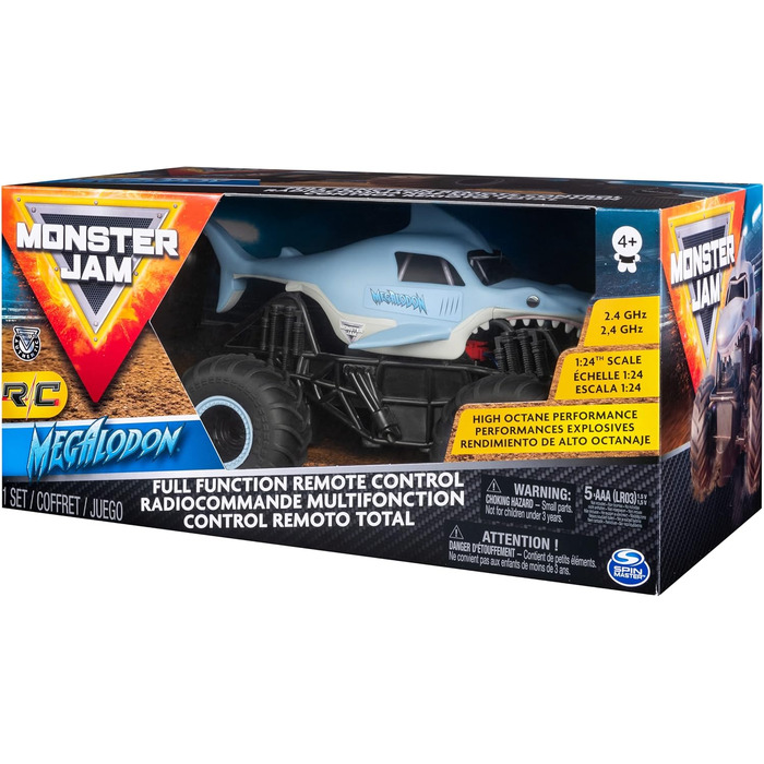 Monster Jam Megalodon RC – Радіокерований позашляховик-трюкач у вигляді акули, масштаб 1:24, від 3 років