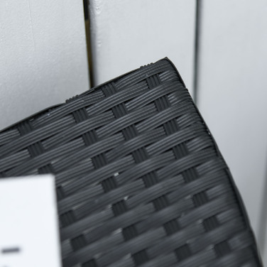 Столик для балкона/саду, приставний столик, садові меблі, напівкругла форма, поліротанг, металевий каркас, чорний колір, розміри 100 x 50 x 74 см