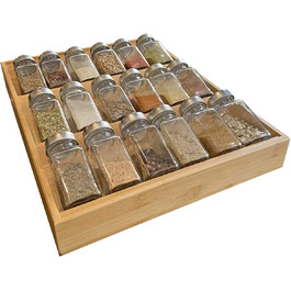 Бамбукова підставка для спецій Simhoo, піддон для спецій, ящик для зберігання пляшок зі спеціями зі скошеною кромкою, кухонний ящик, придатний для
