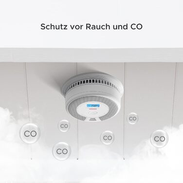 Датчик диму та монооксиду вуглецю X-Sense SC07, автономний, 10 років, з LCD-дисплеєм та кнопкою тестування, 360° моніторинг, автоматична перевірка, з можливістю радіомережі (1 шт.)